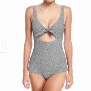Mara Hoffman Adeline one-piece reversible tie-front swimsuit.